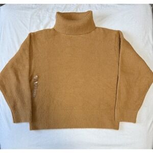 Calia Brushed Eyelash Knit Turtleneck Sweater Women's Small Tan Soft